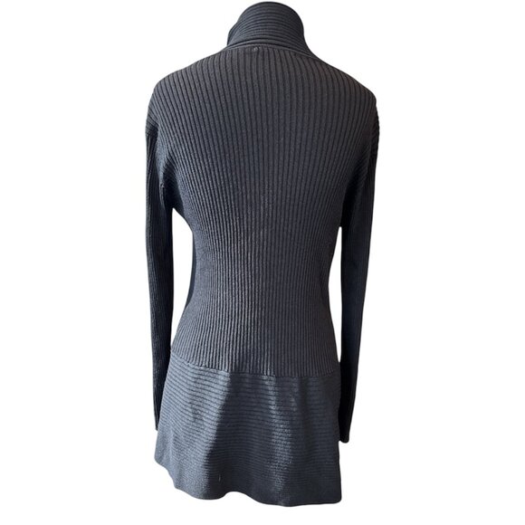 Belldini Black Ribbed Cardigan Long Front - Picture 4 of 8